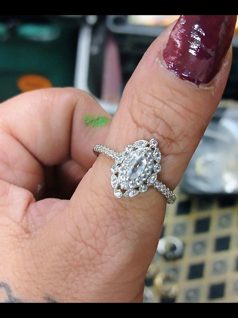 Elegant Marquise Halo CB Ring in Silver